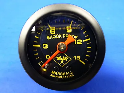 Marshall Gauge 0-15 Psi Fuel Pressure Oil Pressure 1.5  Midnight Black Liquid • $24.73