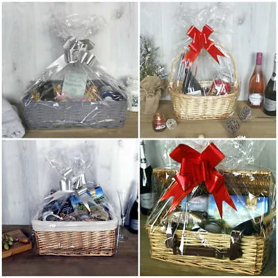 Large Wicker Hamper Basket Create Your Own Gift Christmas Ribbon Kit Set Box • £10.99