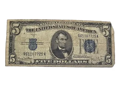 1934-D $5 Silver Certificate Note Bill Currency Five Dollar • $0.99