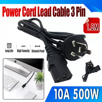 Power Cord Lead Cable 3 Pin Australian Plug To IEC-C13 Socket 500W 10A 1.5M AU • $9.25
