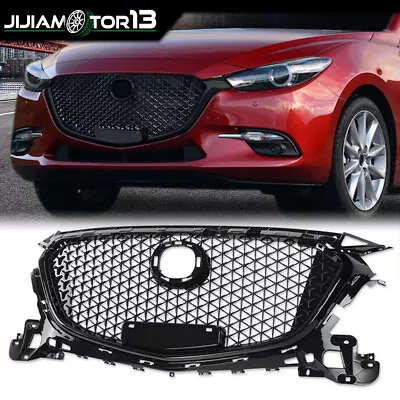 Fit For 2017-2019 Mazda 3 Axela Front Bumper Grille Grill Honeycomb Glossy Black • $72.91