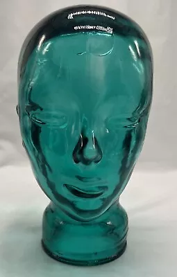 Vintage Glass Mannequin Head Bust Blue Green Teal 11  Tall Display  Wig Hat • $59.99
