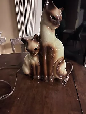 KRON SIAMESE CAT/KITTEN NIGHT LIGHT/Lamp Vintage 1950's READ • $100