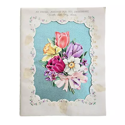 Vintage Hallmark Greeting Card Love Note Flowers Easter Spring Mid-Century 1945 • $10.95