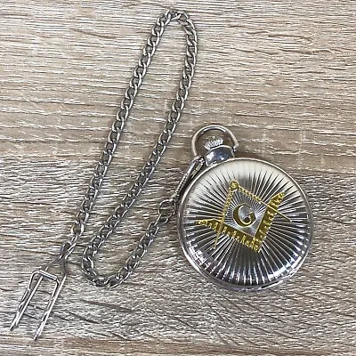 Infinity Masonic Mens Silver Tone Pocket Watch • $5
