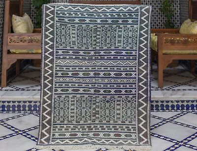 New Arrival - Moroccan Rug - Berber Kilim - Blue Green - Handwoven - 3 X 4 • $120