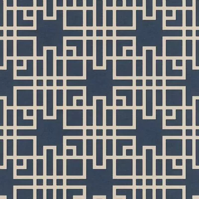 Rasch Kimono Graphic Blue Wallpaper 409253 - Vinyl Oriental Japanese Geometric • £16.99
