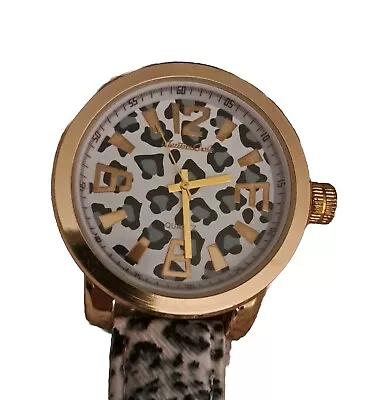 Mentres Carlo Women's 10  Animal Print Goldtone Watch Large Dial New Battery • $12