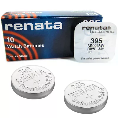 2 X Renata 395 SR927SW D395 GP395 SR57 Watch Batteries • £2.79