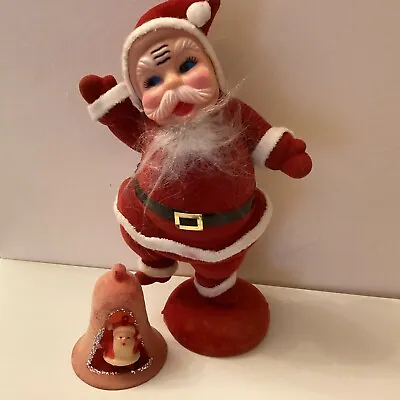 Father Christmas Flocked Figure Vintage Kitsch • £15