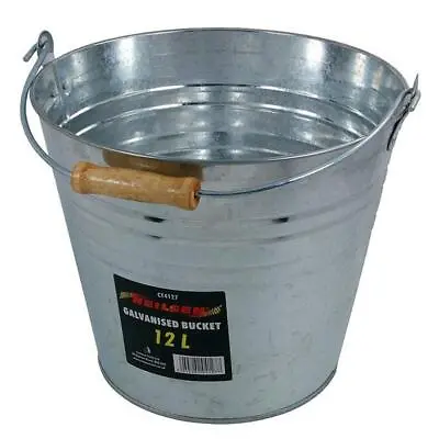 Large Galvanised Steel Bucket Metal Strong 12 Ltr Garden Carry Handle Water Ca21 • £8.79