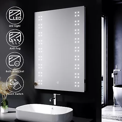 Bathroom Mirror With Shaver Socket Demister LED Illuminated Lights Touch Control • £84.73