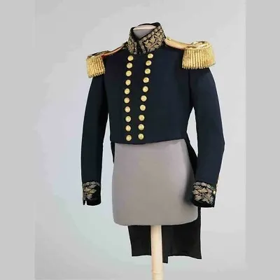 New Napoleon Military Officer Navy Blue Jacket Tail Coat Worldwide Fast Shipping • $280.49