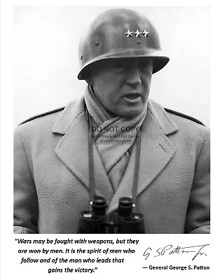 General George S. Patton Quote W/ Facsimile Autograph 8x10 Photo • $8.49