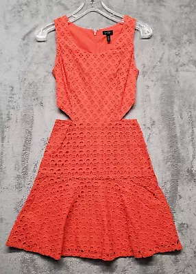 Jessica Simpson Dress Womens XSmall Orange Marisa Eyelet Cut Out Dress • $24.94