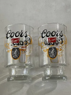 Lot Of 2 VTG Coors Banquet Beer 28oz Large Beer Glasses 6 3/4  Tall • $18.99