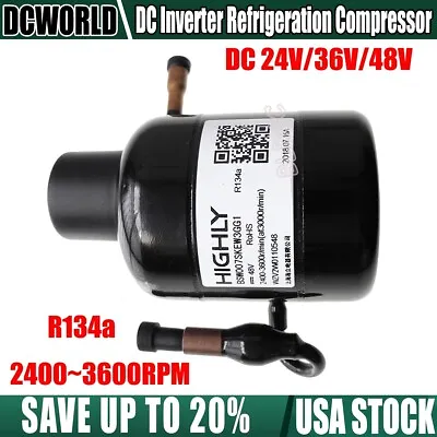 Mini Brushless Refrigeration Inverter Compressor 24V/48V DC R134a 2400~3600 Rpm • $34.99