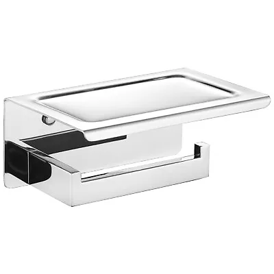 $29.99 • Buy Toilet Paper Roll Holder With Shelf 304 Stainless Steel Chrome Wall Mounted 