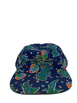 Vintage Embroidered The Peninsula Club All Over Print Dinosaur Hat T-Rex • $17.49