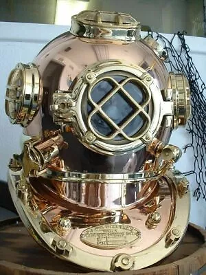 U.S Navy Copper Finish Brass Diving Divers Helmet Solid Heavy Model Mark V 18  • $239.95