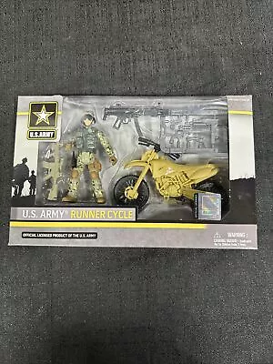  US ARMY RUNNER CYCLE PLAYSET Action Figure & Motorcycle • $4.99
