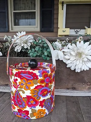 Vintage Colorful Floral And Paisley Ice Bucket By Shelton Ware • $38