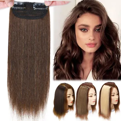 $9.10 • Buy 12  One Piece Topper Hairpiece Pad Clip In Remy Human Hair Extensions Root Patch