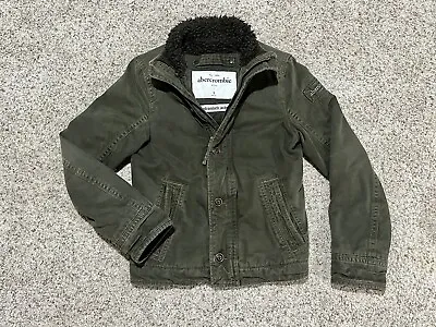 $39.95 • Buy Abercrombie Kids Sz Large Adirondack Jacket Fur Lined Olive Green Military NICE