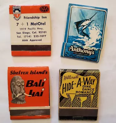 Vintage Matchbook San Diego Restaurants And Motel Lot 4  - 1 UNSTRUCK 1930s-60s • $14.49