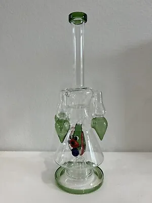 Beautiful 16” Inch Tall Glass Water Pipe Heavy Bong Hookah Recycler Green Accent • $149