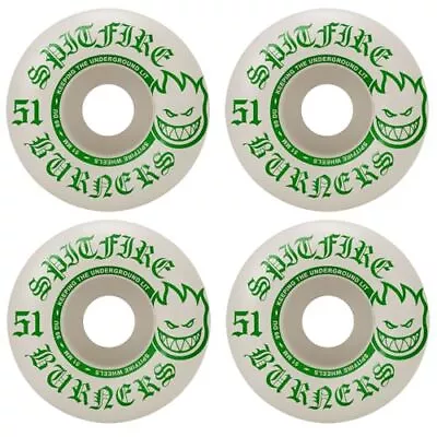 Spitfire Skateboard Wheels Burners 51mm 99A White/Green • $27.95