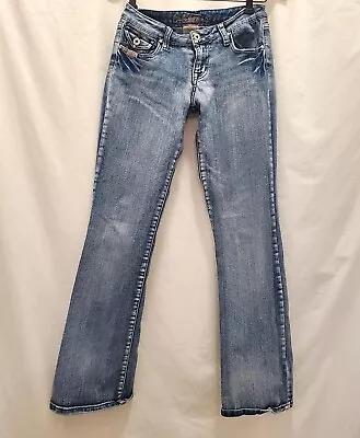 BUBBLEGUM  American Flavor  Label Low Stretch Denim Blue Jeans 5/6 Distressed  • $19.50