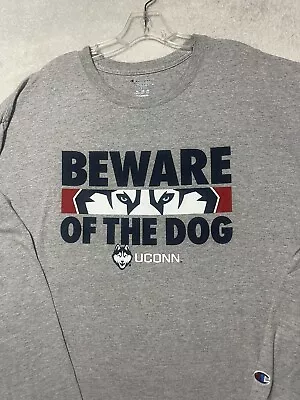 UCONN Huskies Men’s XXL T-shirt Gray Beware Of Dog Connecticut Champion • $26.88