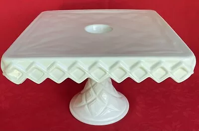 Milk Glass Square Cake Stand Monterey By Colony CrissCross • $65