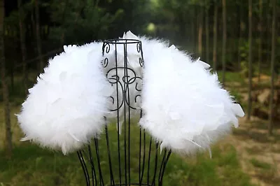 Real Ostrich Feather Fur Shrug Bolero Shawl Wraps Bride Wedding Party Cape • $22.09