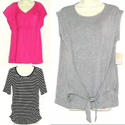 Maternity Lot SMALL Shirt NEW 3 Blouse Set Pink Stripe & Gray Tank Top Kohls 4 6 • $19.99