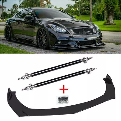 For Infiniti G37 Coupe Sedan Front Splitter Bumper Lip Spoiler Glossy+Strut Rods • $39.99