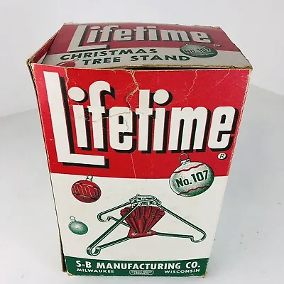 Lifetime Vintage Metal Christmas Tree Stand No. 107 Complete In Box Made In USA • $16.99