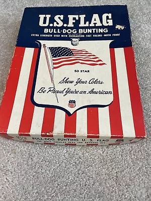 Vintage Bull Dog Bunting USA Flag In Box • $15.99