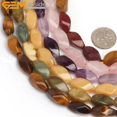 8x16mm Twist Natural Gemstone Stone Beads Jewelry Making 15  Loose Bead 24-25Pcs • $9.01