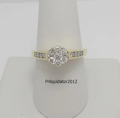 3/4CT Diamond Halo Solitaire Engagement Bridal Wedding Ring 10K Yellow Gold • $399.99