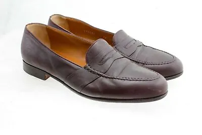 Moreschi Mens Brown  Leather Loafers Moc Size 10 US Made In Italy 4979 • $69