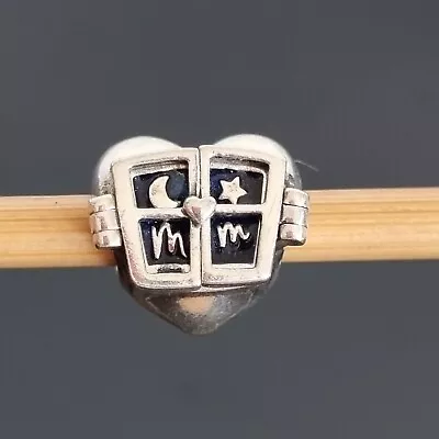 £35.34 • Buy PANDORA Thanks Mum Window Heart Blue Enamel Moon Stars Charm 798006 Free Post
