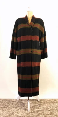 $365 • Buy Missoni Donna Vintage Wool Multi-Color Plaid/Stripe Ankle Length Coat Size 8