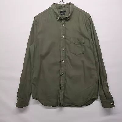 Zara Slim Fit Green Denim Shirt MENS M • £11.99