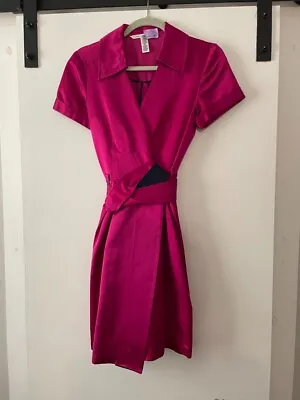 $35 • Buy Diane Von Furstenberg Wrap Dress, Sz 10, Silk/Cotton, Good Cond., Pink
