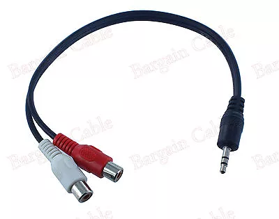 5 Pack 12 Inch 3.5MM Male To 2 RCA Female Jack Audio Cable Y Adapter(3S1-2R2-5P) • $5.98