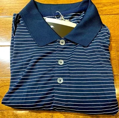 Mens Size Small Nike Polo Golf Shirt Dark Blue Striped Short Sleeve 585748-419 • $16.99
