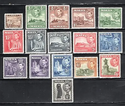 Malta Stamp Scott #191-200 Issues Of 1938-43 Thru 1sh Set Of 16 MLH SCV$22.10 • $12