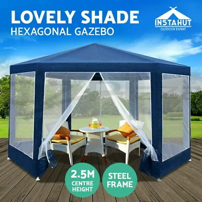 $158.95 • Buy 2m Side Hexagonal Shape Gazebo Wedding Party Marquee Tent Outdoor Mesh Camping